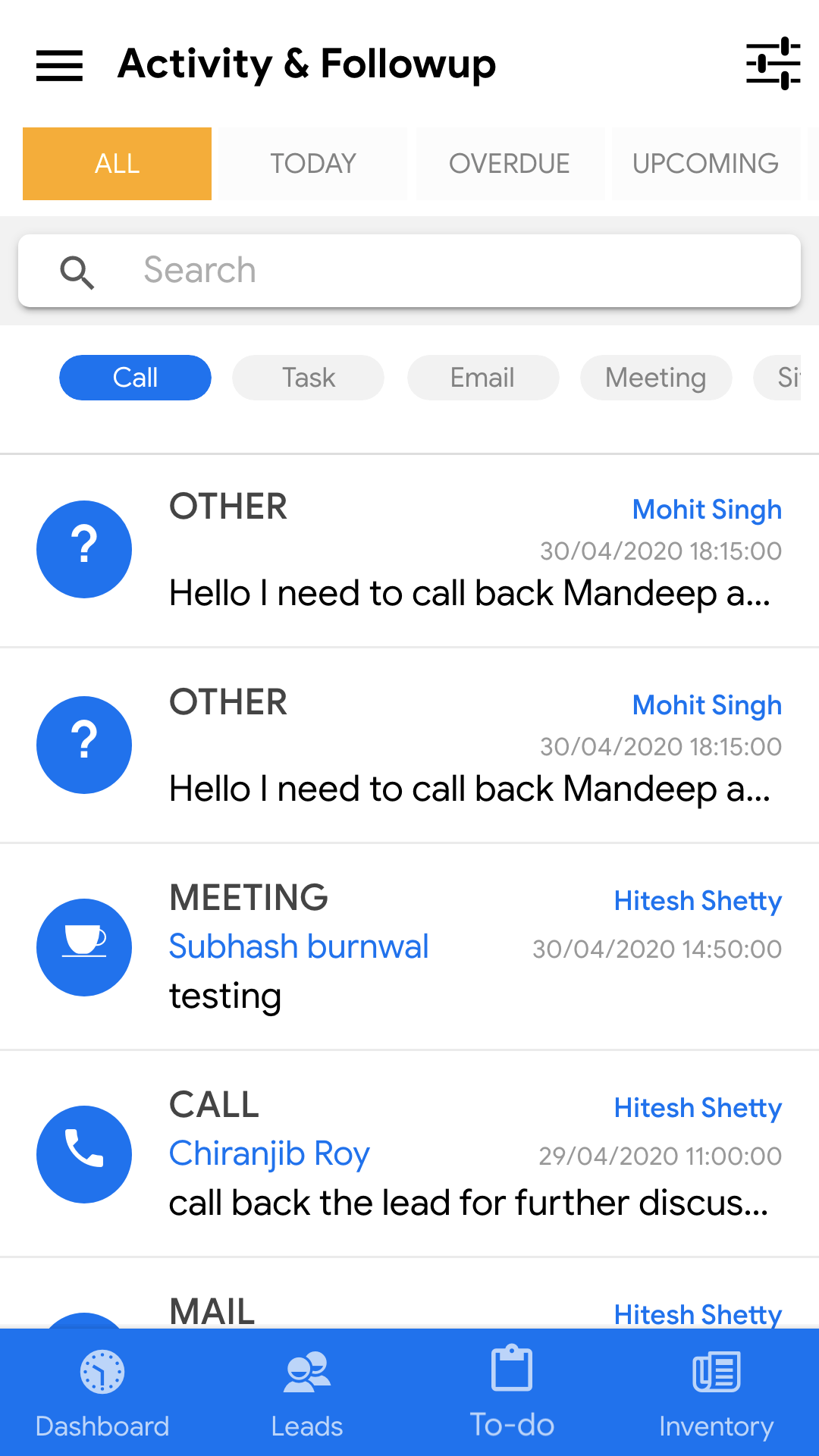 Buildesk CRM Mobile Screens Buildesk CRM Mobile Screens