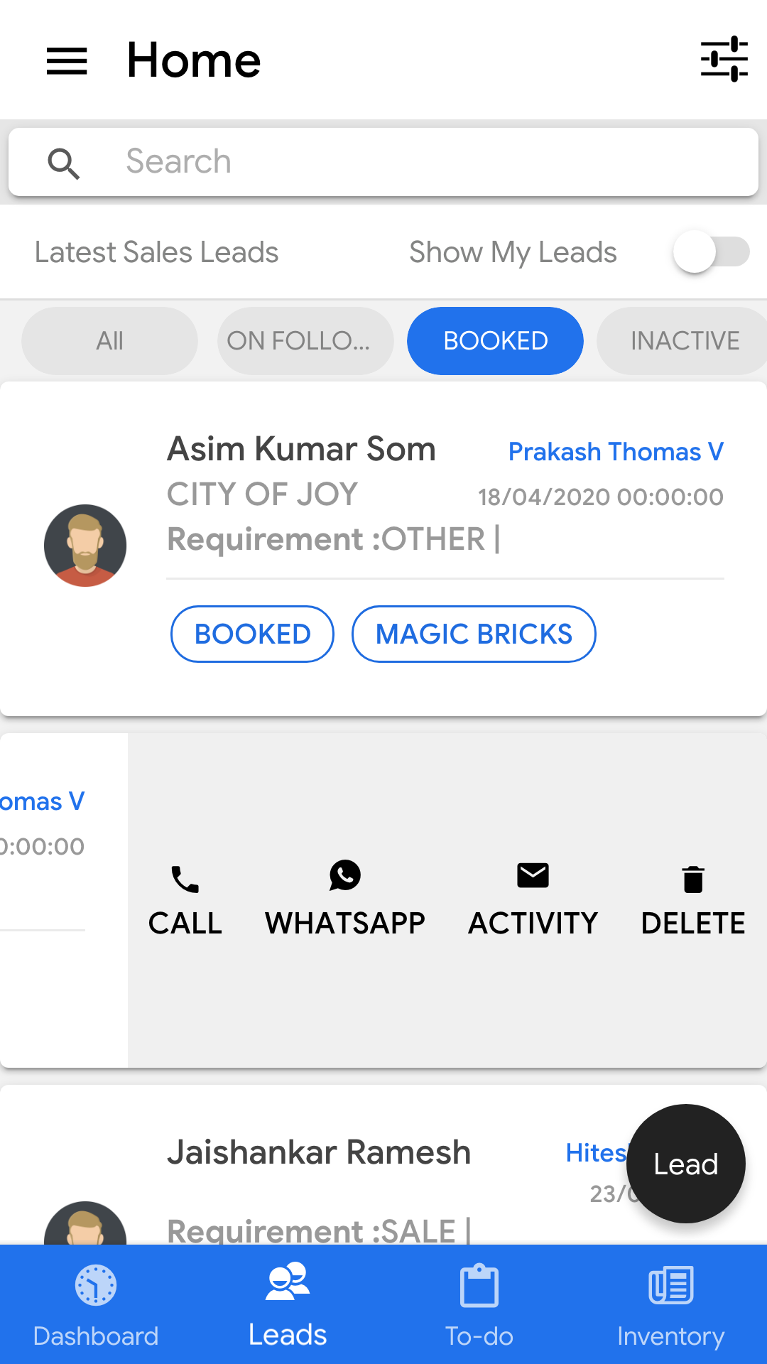 Buildesk CRM Mobile Screens Buildesk CRM Mobile Screens
